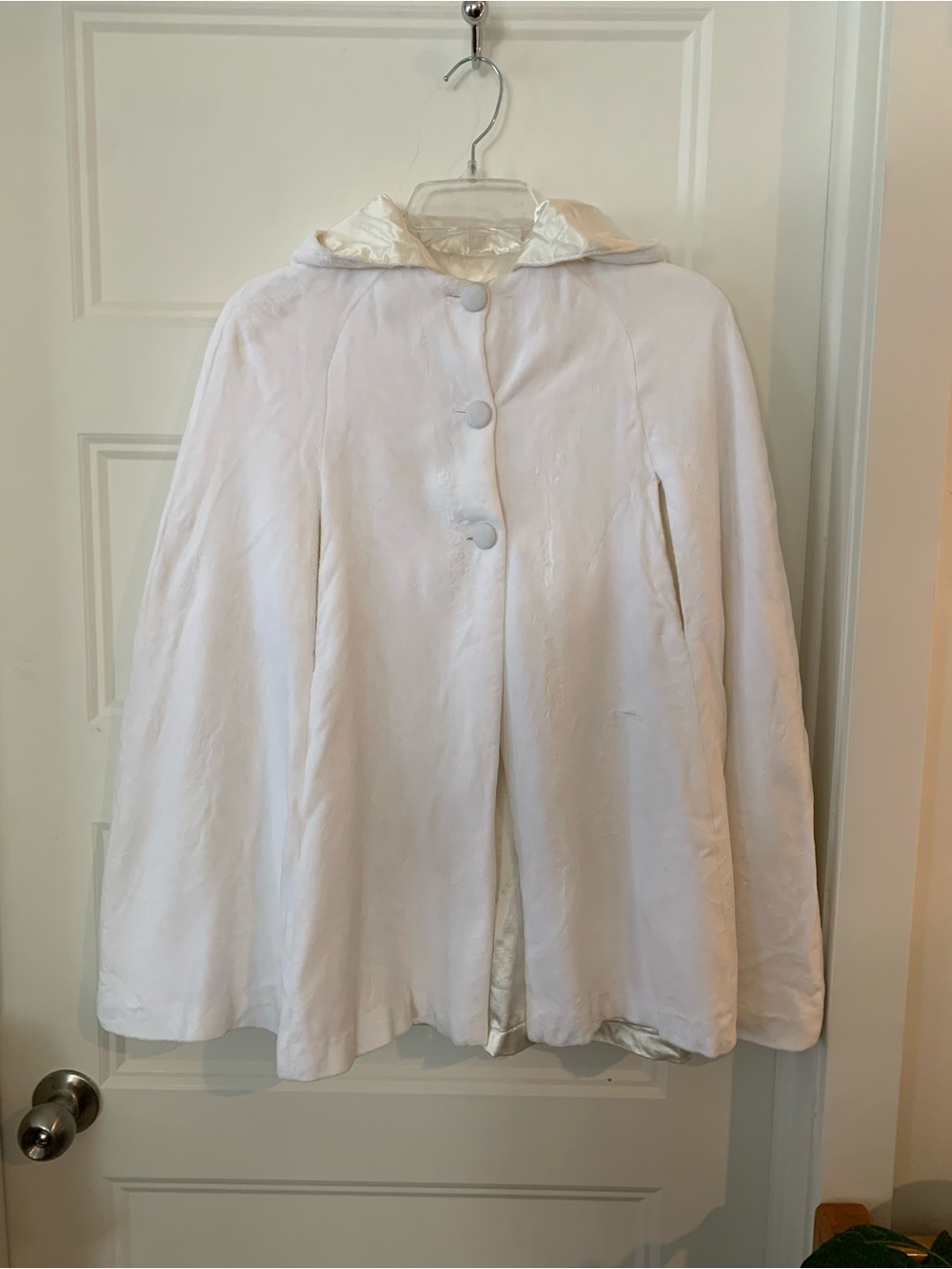 Exclusive Women's white velvet with Ivory Satin-Lined Cape